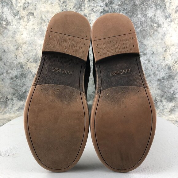 Nine West Women's Size 7M MOTOL1 Brown Faux Leather Back Zip Harness Boots *FLAW - Picture 13 of 16